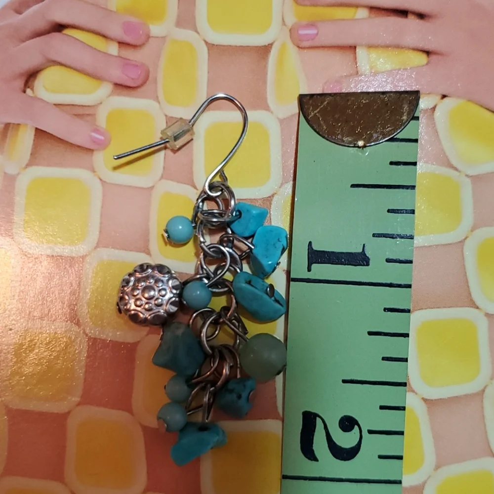 Vintage Boho Turquoise blue and silver earrings